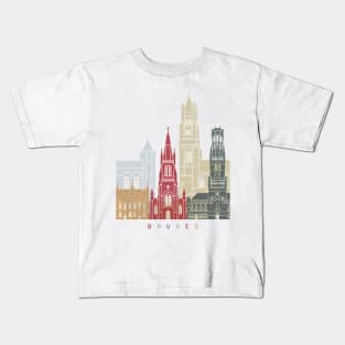 Bruges skyline poster Kids T-Shirt
